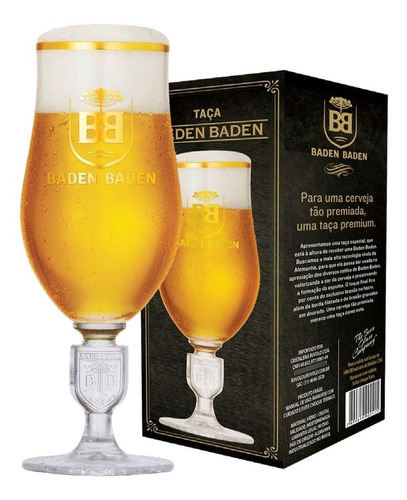 Imagem 1 de 2 de Taça De Cerveja Baden Baden Brasão Ouro Novo Modelo