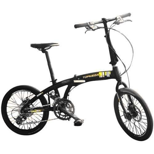 Bicicleta plegable TopMega Angelia R20 20" 16v cambio Claris 2000 color negro  