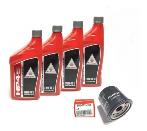 Kit Aceite X4 Original Pro Honda Hp4s 4t 10w-30 + Filtro