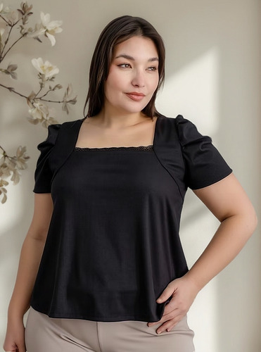 Remera Mujer Talles Grandes Escote Cuadrado Princesa