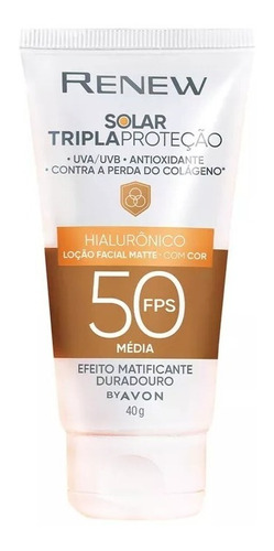 Proteção Facial Avon Renew Solar Hialurônico Média Fps50 40g