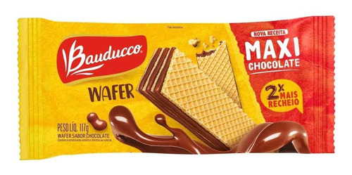 Imagem 1 de 6 de Biscoito Wafer Maxi Chocolate Bauducco 117g