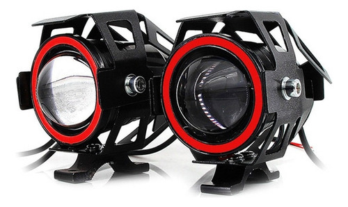 Kit Foco Led Ojo Ángel Moto Parrilla Auto Neblinero Luz Rojo