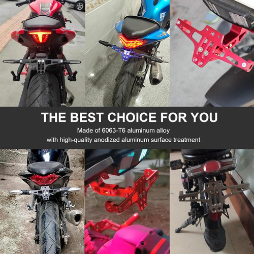 Porta Placa Universal Para Moto Ajustable Con Luz Y Tornillo