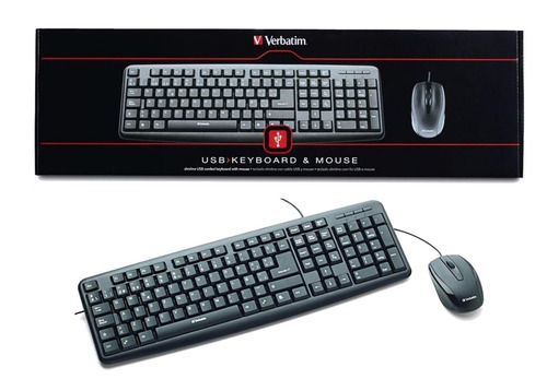 Kit De Teclado Y Mouse Verbatim Usb Negro Con Cable