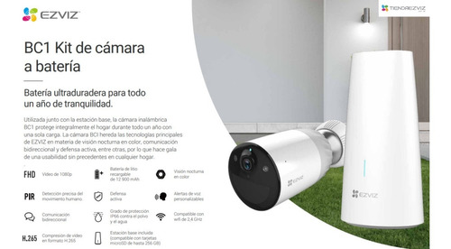 Imagen 2 de 9 de Ezviz Bc1 Cámara C/batería Sirena Sin Cables Hasta 365 Dias