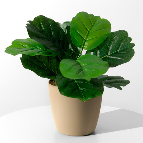 Ficus Planta Artificial Con Maceta Beige Piedras Musgo 40cm