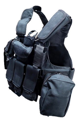 Imagen 4 de 7 de Chaleco Tactico Ciras Negro Airsoft Militar Policial