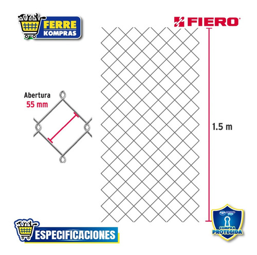 Rollo 20 M X 1.5 M Malla Ciclónica Calibre 11 Abertura 42934