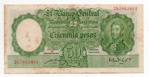 Billete Argentina 50 Pesos Moneda Nacional Bottero 1984 Vf
