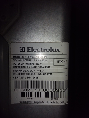 Lavadora Electrolux De 6.5 Kls