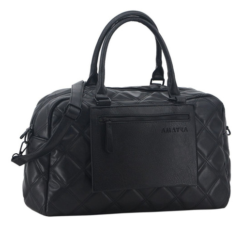 Cartera Bolso Amayra Mujer Dama Pu Negra Diaria 67.c2635.1 Acabado De Los Herrajes Níquel Color Negro Correa De Hombro Negro Diseño De La Tela Liso