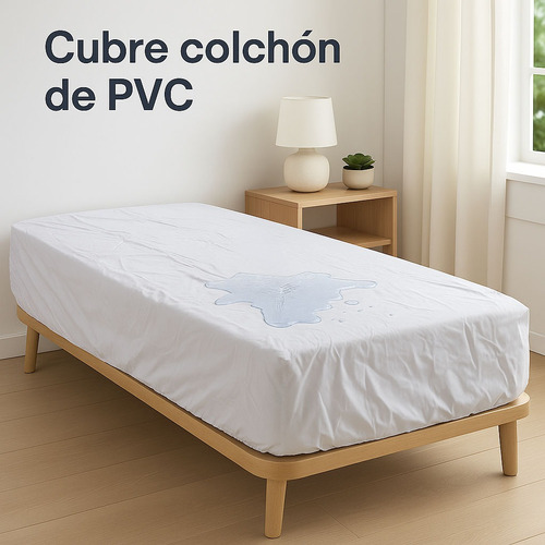 Cubre Colchón Impermeable Incontinencia 1 Plaza Pvc Lavable Blanco Pvc Impermeable 1 Plaza
