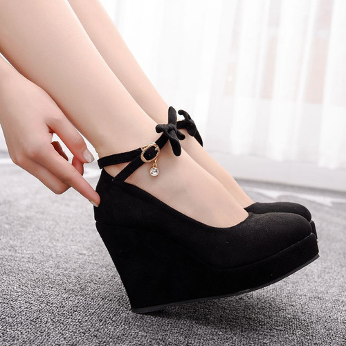 R Zapatos De Tacón Alto De Terciopelo, Zapatos Redondos