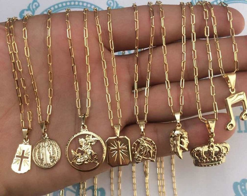 Cordão Banhada A Ouro 18k 70 Cm + Pulseira E Pingente