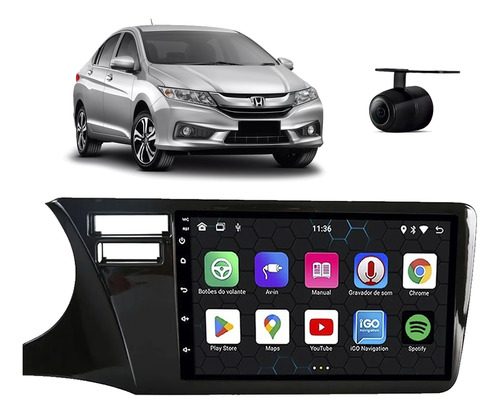 Central Multimídia Android 2gb Carplay Honda City 2015/2021