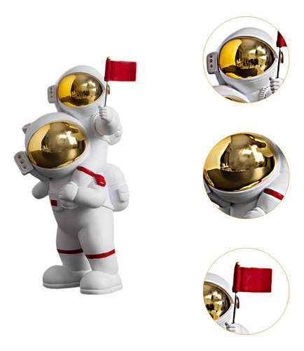Ornamento De Com Bandeira, Figura 11,5x10x20cm Ouro E Branco