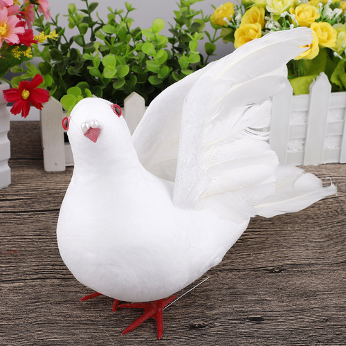 Adorno Artificial Con Forma De Paloma Blanca Falsa Para Deco