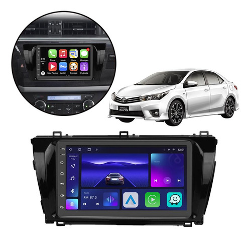 Kit Central Multimidia Carplay Corolla 2015 A 2017 Spotify Cor Black Piano