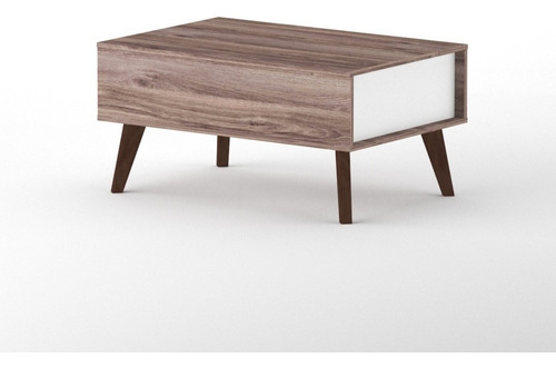 Mesa Ratona De Living Rectangular Madera Nórdica - Elevable Color Blanco