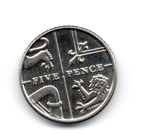 Inglaterra Gran Bretaña Moneda 5 Pence Año 2016 Km#1334