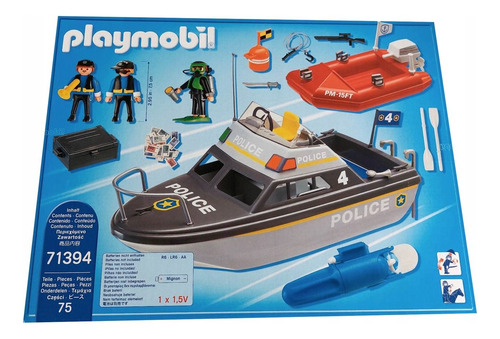 Playmobil City Life Lancha De Policia Int 71394 Intek Color Azul