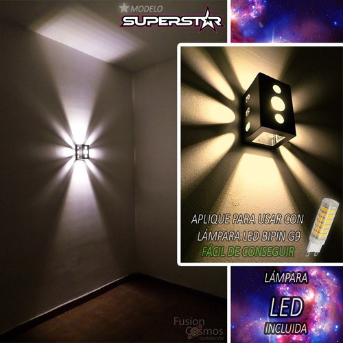 Imagen 3 de 10 de Aplique Pared Exterior Efecto X C/ Led Potente 12w Pack X8un