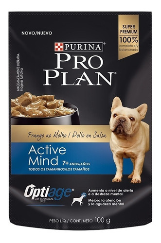 Alimento Pro Plan OptiAge Active Mind 7+ para perro senior todos los tamaños sabor pollo en salsa en sobre de 100 g