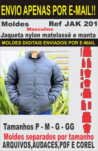 Imagem 1 de 2 de Moldes De Jaqueta Nylon Com Matelassê E Manta, Masculina