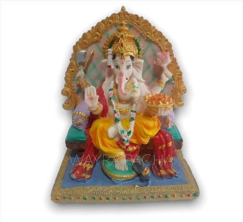 Ganesha Estatua Colores Altar 17x13cm Hermosa