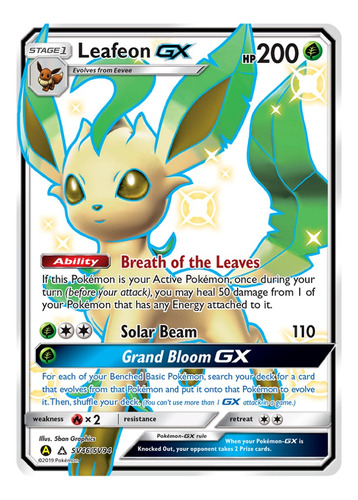 Pokemon Leafeon Gx Sv46/sv94 Shiny 3x Hidden Fates Hif