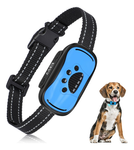 Collar Antiladridos Con Vibración Recargable Para Perro Color Azul