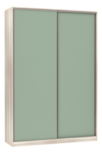 Guarda-roupa Solteiro Luciane 2 Portas De Correr 3 Gavetas Cor Legno Crema/verde Jade