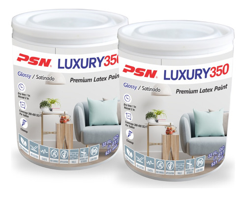 Pintura Vinilica Luxury 350 Interior Y Exterior Paquete 2l 