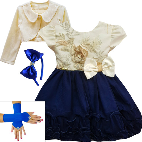 Vestido Infantil Daminha Casamento Princesa Azul Super Luxo