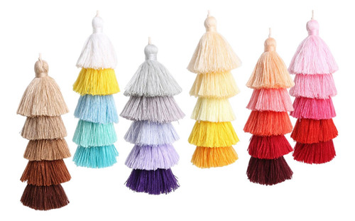 6 Piezas Coloridas Boho Borlas Monedero Bolso Encantos