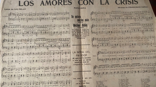 Antigua Partitura Tango, Canaro Los Amores Con La Crisis Mv (Usado)