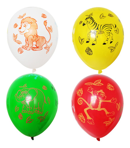 40 Globos Coloridos Con Estampado De Animales Del Bosque Par