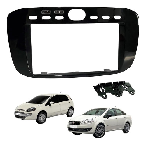 Marco Adaptador 2 Din Fiat Punto 13/17 Piano Negro Brillante