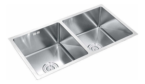 Imagen 2 de 3 de Pileta Doble Acero 304 Cocina Cromada Recta + Válvulas Acra