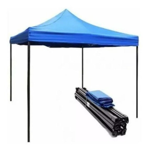 Gazebo Plegable 3 X 3 Mt Reforzado Azul Lona Toldo Impermeab