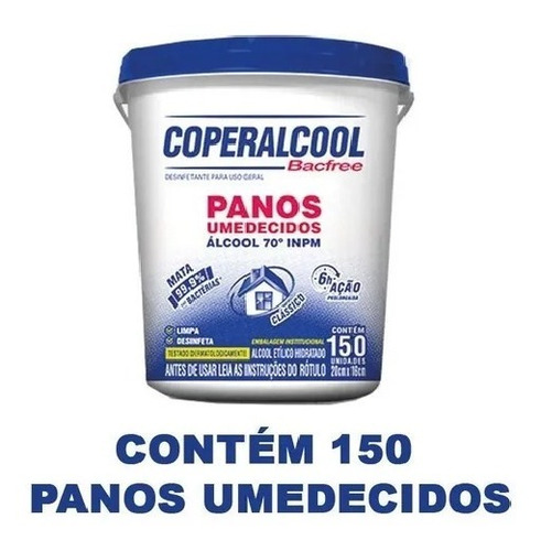 150 Un Pano Lenços Umedecidos Álcool 70º Coperalcool Bacfree