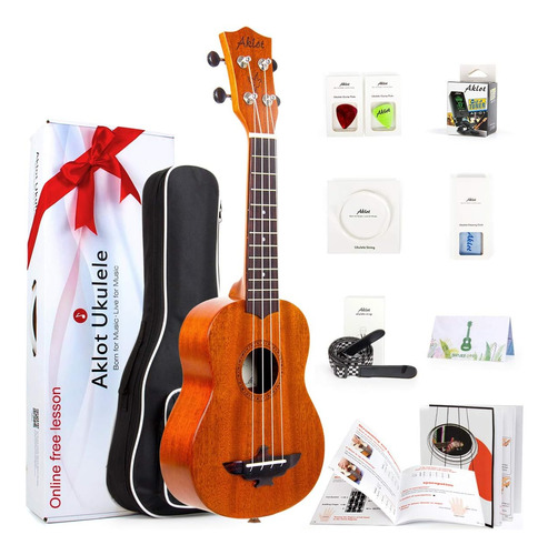 Ukelele De Caoba Maciza Para Principiantes, Incluye Cursos E