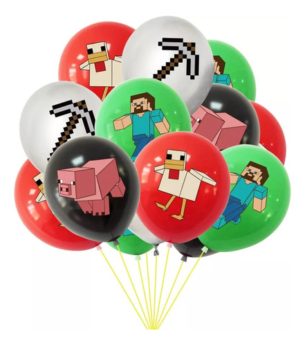 Set De 12 Globos Latex Diferentes Diseños Infantiles