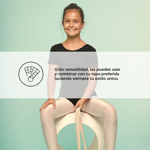 Imagen 5 de 5 de Leotardo Manga Corta Niñas Ballet Algodón Y Elastano