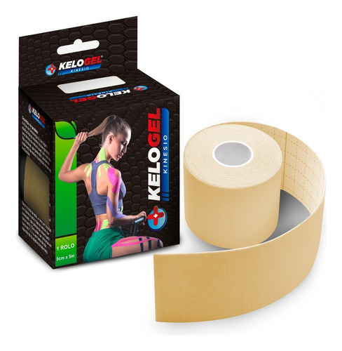 Fita Tape Bandagem Elás. Kelogel Premium 5cmx5m 5un Cor Bege