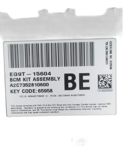 Módulo Bcm Ford Fusion Novo Cód Eg9t-15604-be