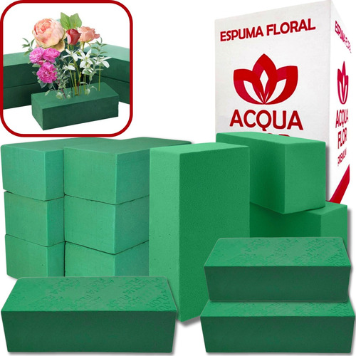 12 Un Espuma Esponja Floral Tijolo Fenolica 23x10x7cm Decor