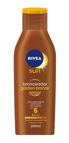 Imagen 2 de 2 de Bronceador Nivea Golden Bronze Fps 6 200 Ml