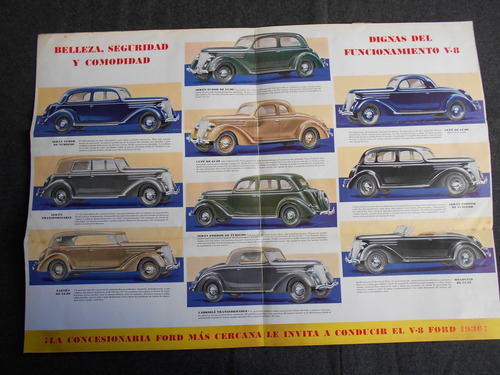 Ford V 8 1939 Catálogo Folleto Publicidad Antiguo